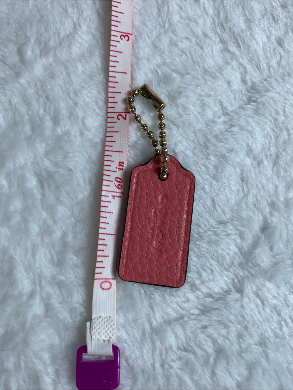 Leather Tag Keychain - Pink with Gold Chain